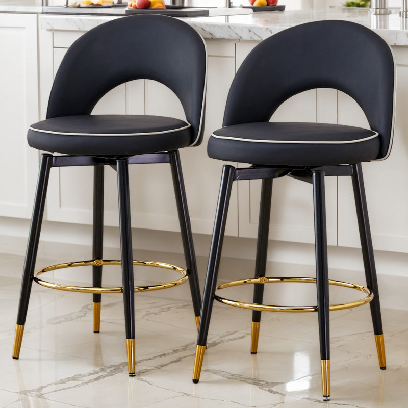 Balen Swivel Bar Stools Set of 2, Black