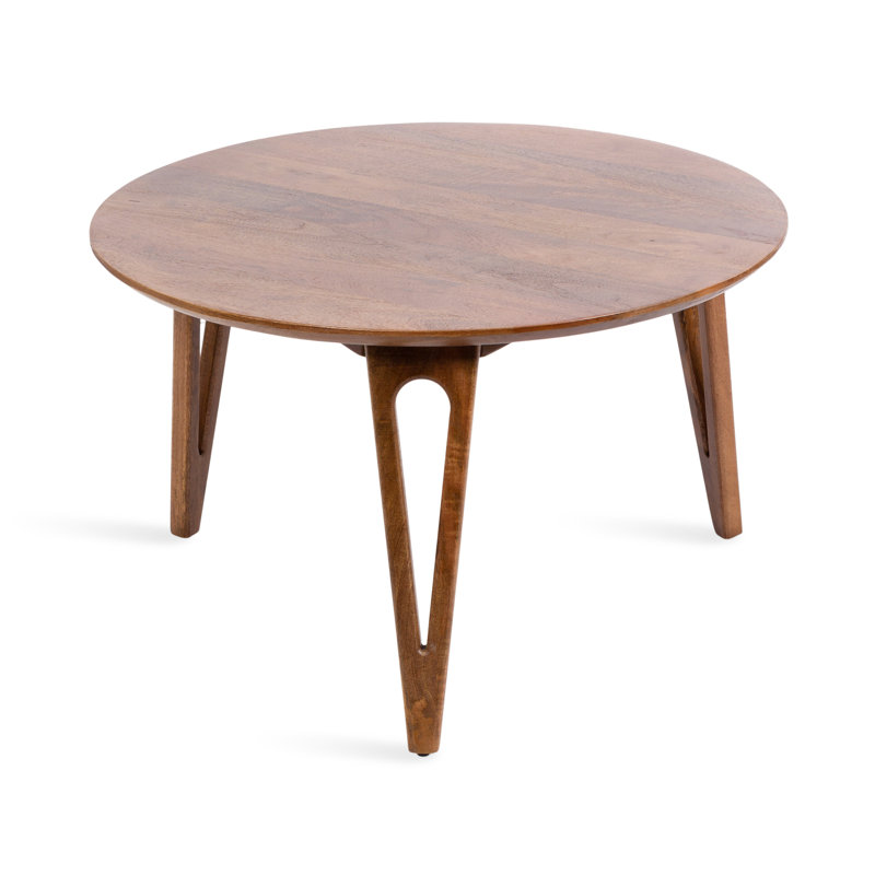 Wooden Living Room Round Coffee Table, Medium Wood