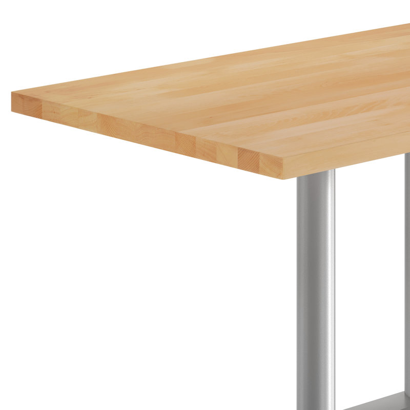 Plateau de table en bois massif de L 48 po x l 30 po avec base à deux colonnes à hauteur de salle à manger 27 po x 15 po