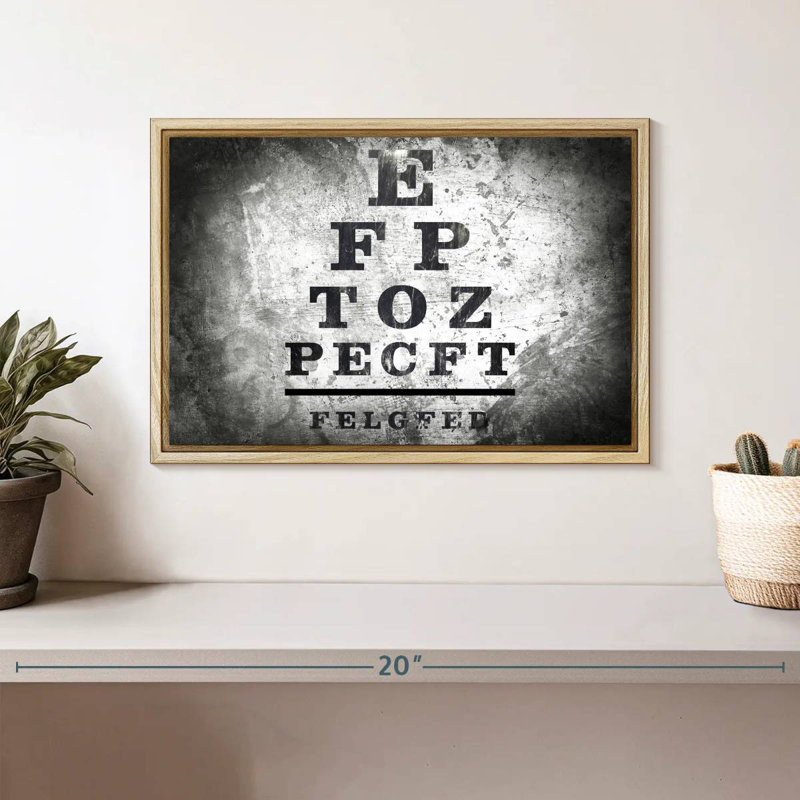 Optometry Test, Floating Frame Natural Wood, 13" X 9"