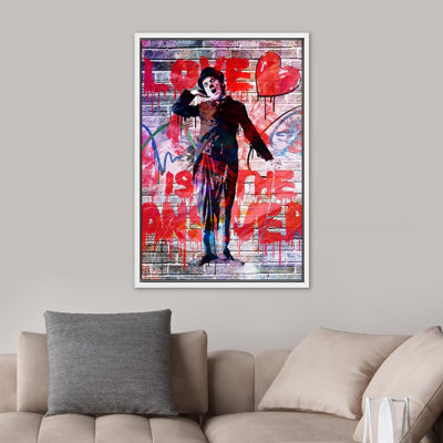 «Love is the Response», Charlie Chaplin avec cœur rouge graffiti et art urbain pop art moderne urbain - impression