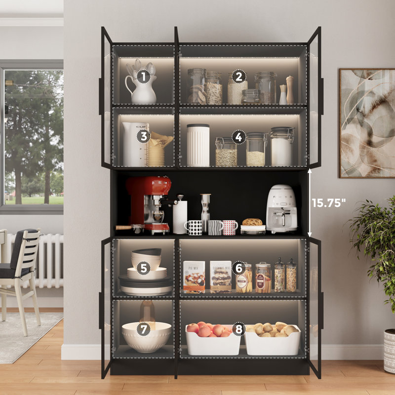 Armoire de rangement de 78,7 po de hauteur avec garde-manger et étagère à micro-ondes