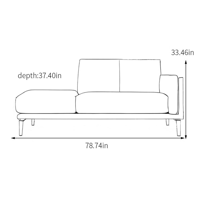 Chaise longue confortable en similicuir, Orienté à droite