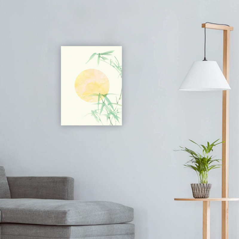 Soleil doux et bambou vert, impression sur toile, 24 x 18 po, art mural moderne de qualité supérieure