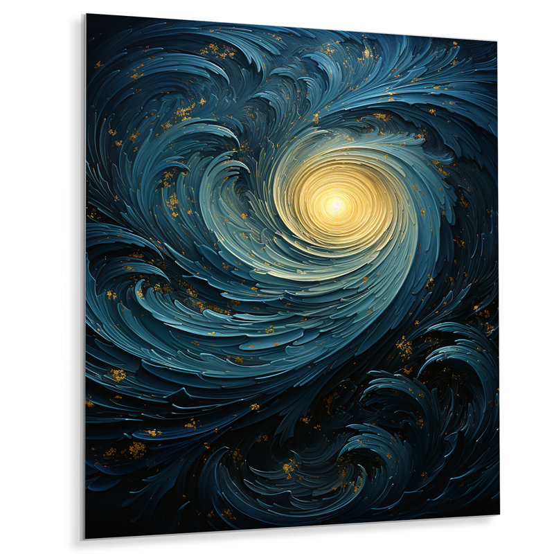 «Blue Fury Waves Spiral I» sur, H 20 po x l 12 po x P 1 po