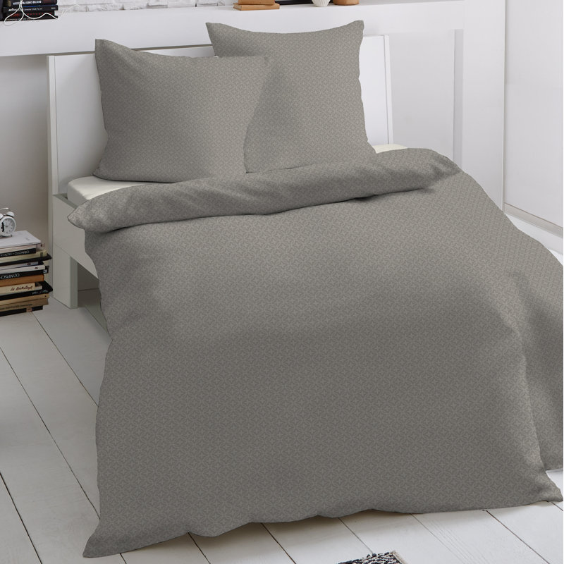 Domenic Damask Duvet Cover Set with Pillowcases, Taupe, 155 x 220 cm - 1 Pillowcase (80 x 80 cm)