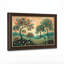 «Teal and Orange Stylized Trees on Rolling Hills Landscape», art mural sur toile-132899577