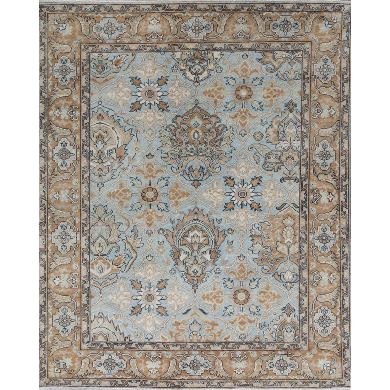 Oriental Area Rug in Light Blue/Ivory/Brown