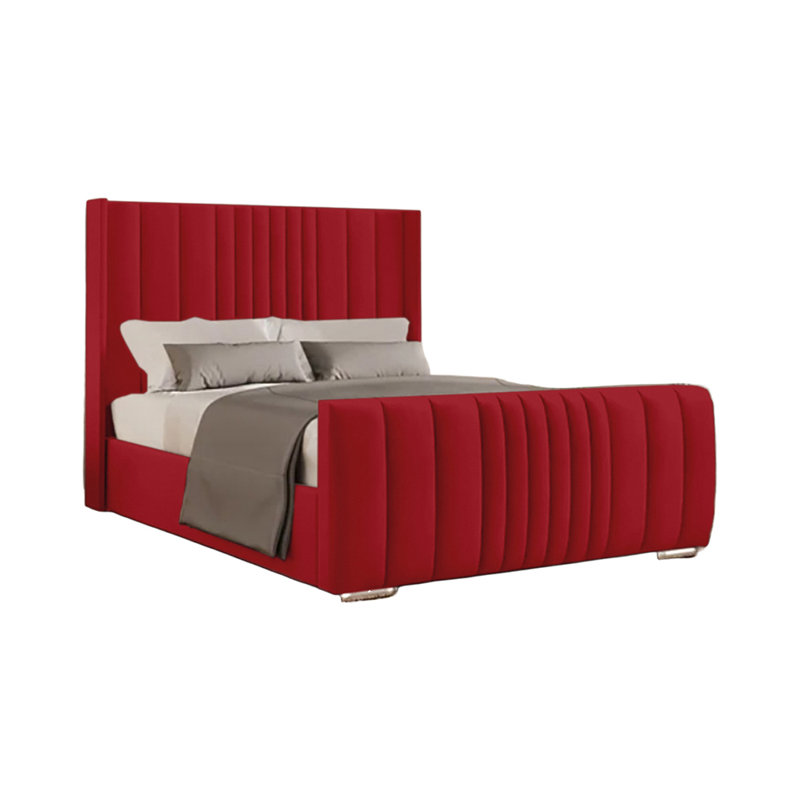 Schwamm Upholstered Bed Frame, Red, Single (3')