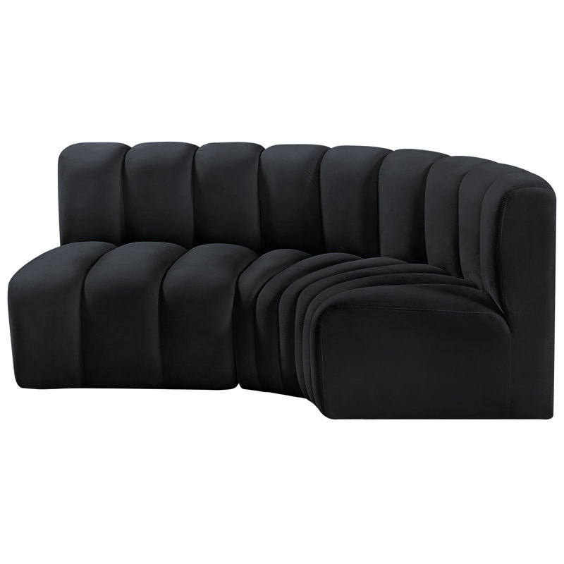 Holdren Upholstered Sofa & Chaise, Black Velvet