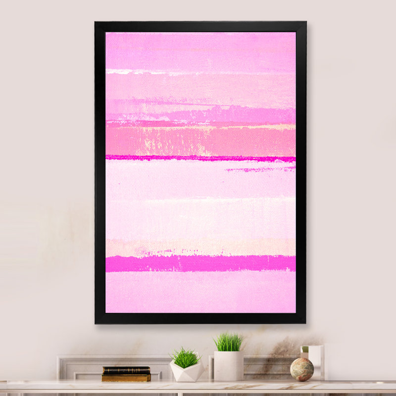 Colorfields in Shades of Pink - Peinture sur toile, Cadre noir, H 32 po x l 16 po x P 1 po