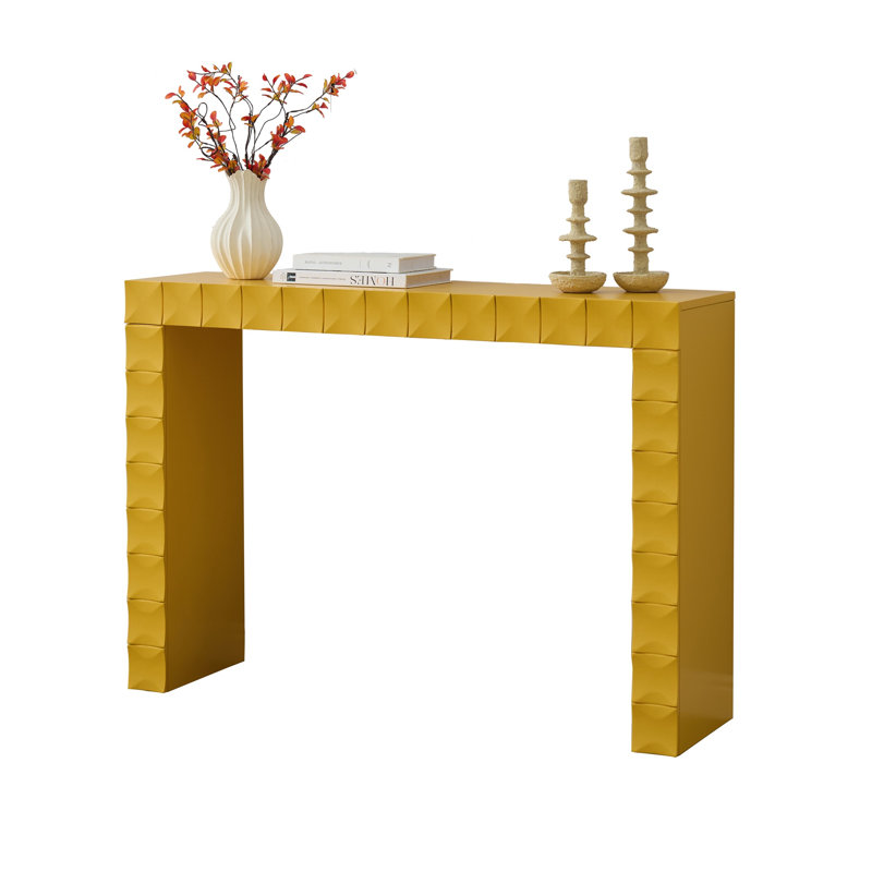 Modern Geometric Wood Console Table, Textured Entryway Sofa Table, Narrow Accent Table for Hallway, Living Room or Behind Couch