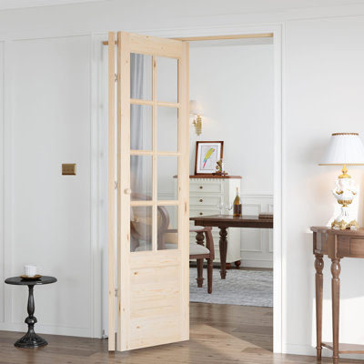 Porte pliante en verre et bois massif 8-Lite avec trousse de quincaillerie d'installation