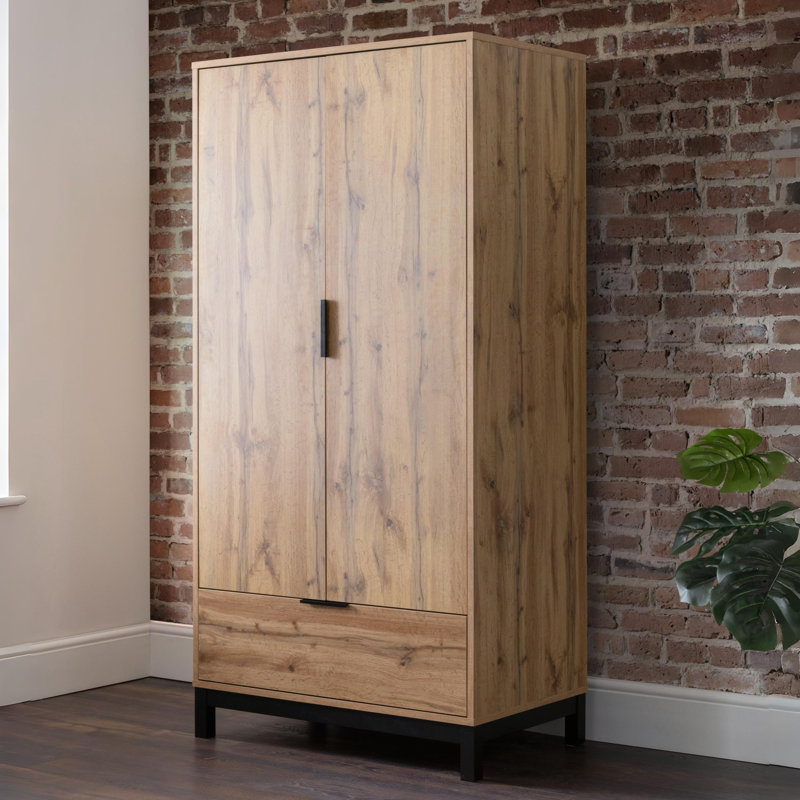 Yonkers 2 Door Manufactured Wood Wardrobe, Oak