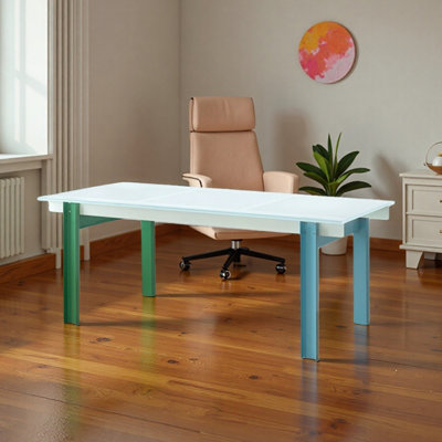 Colorful Textured Tempered Glass Writing  Desk