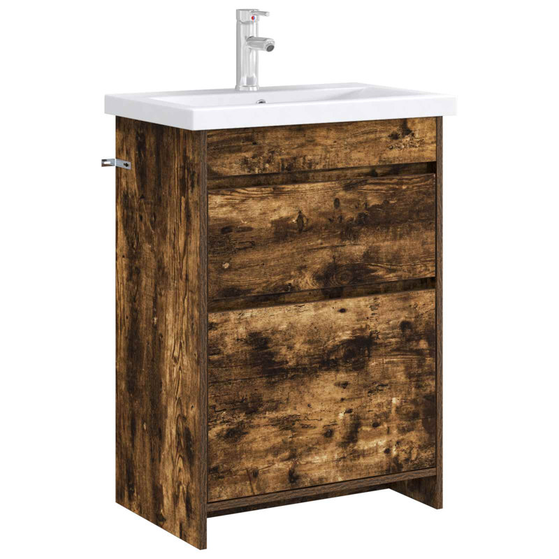 56cm Bathroom Vanity Base Only, Smoked Oak