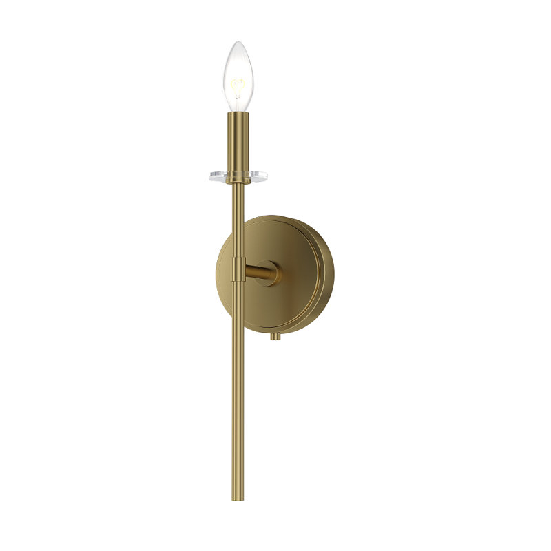 Sapello Plug & Play 1-Light Wall Sconce in Transitional and Modern Style-16 Inches Tall and 5 Inches Wide, Satin Brass