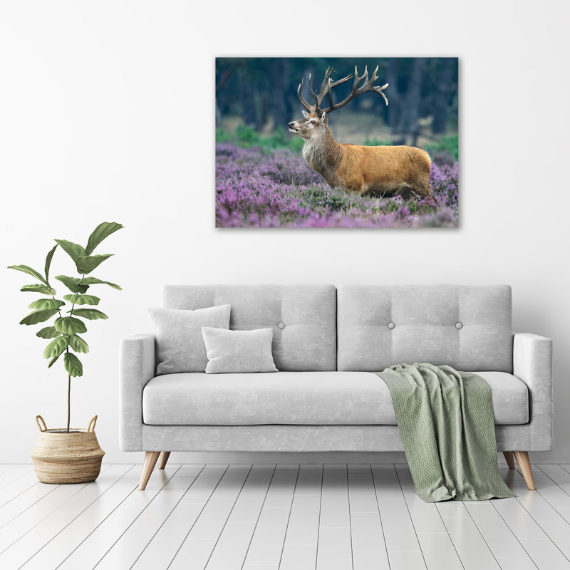 Deer Among Lavender - Wrapped Canvas Print