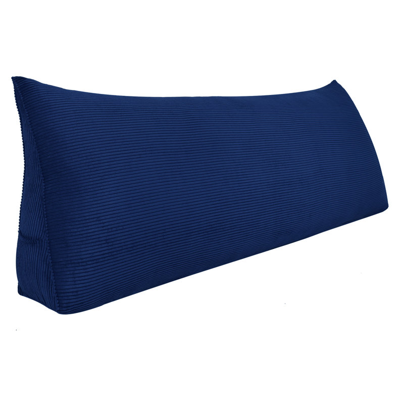 Sit-up Back Comfort Corduroy Headboard Wedge Pillow Back Support for Reading and TV Watching in Bed Compression, Deep Blue