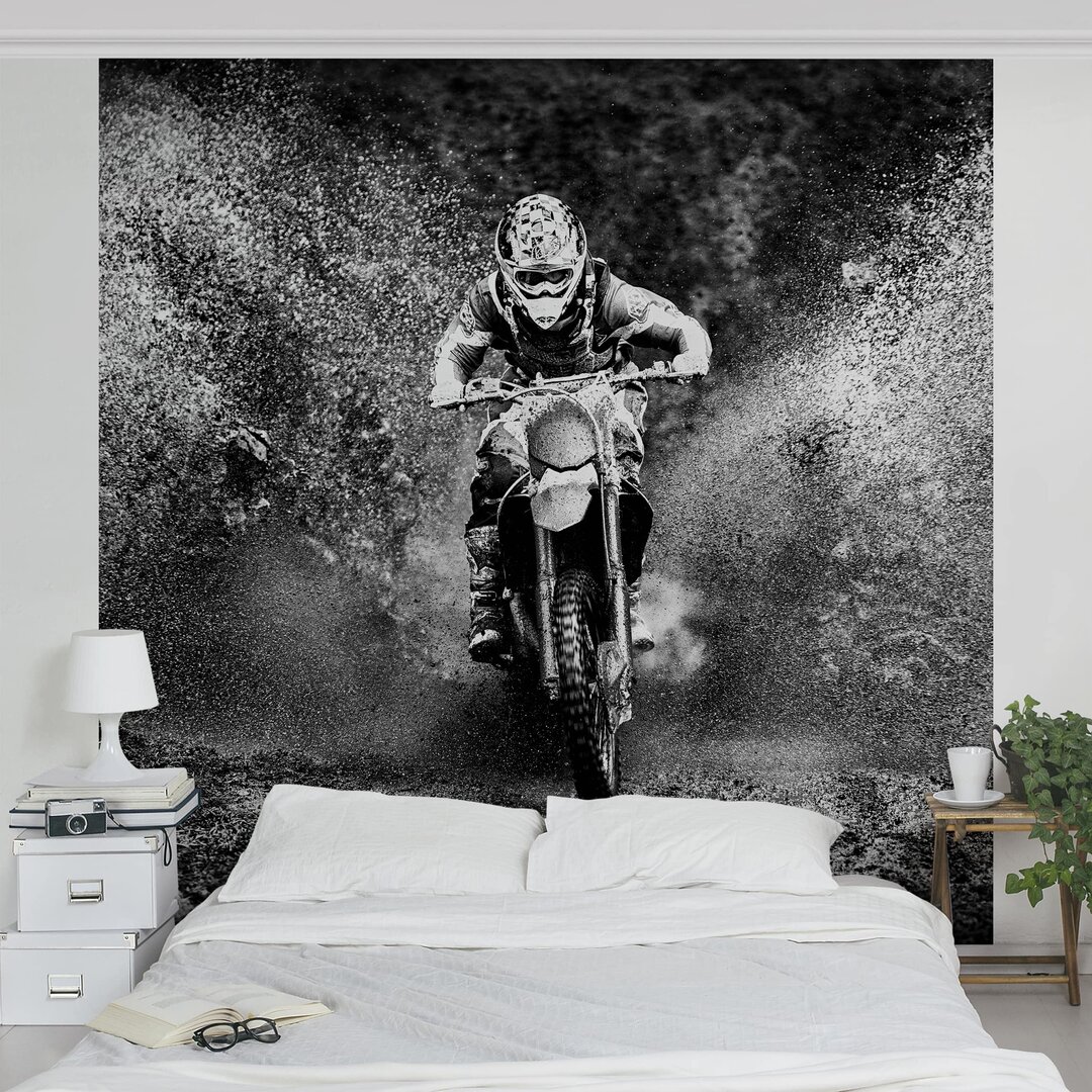 Strukturierte Fototapete Motocross in the Mud 3,36 m x 336 cm