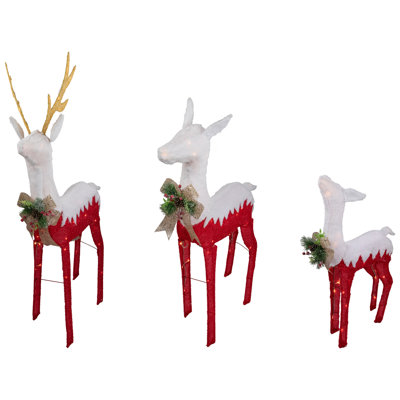 Lighted Red Reindeer Family Outdoor Christmas Decoration