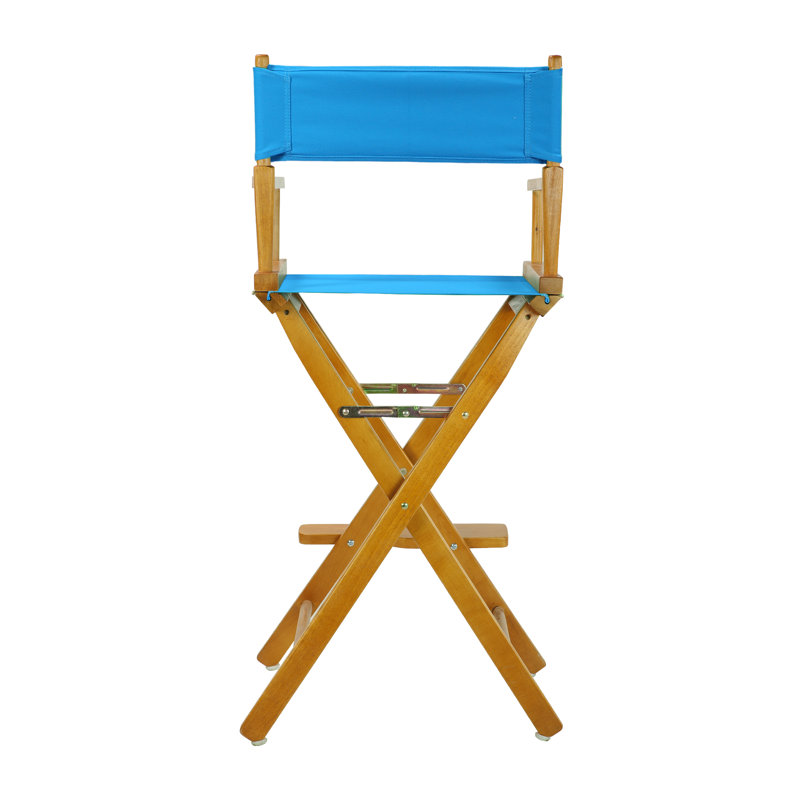 30" Folding Director Chair with Canvas, Honey Oak, Turquoise