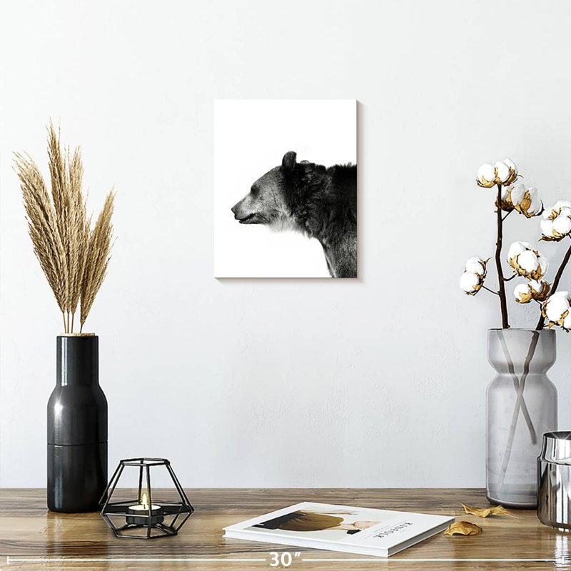 Tête d'ours monochrome, H 10 po x l 8 po x P 1 po