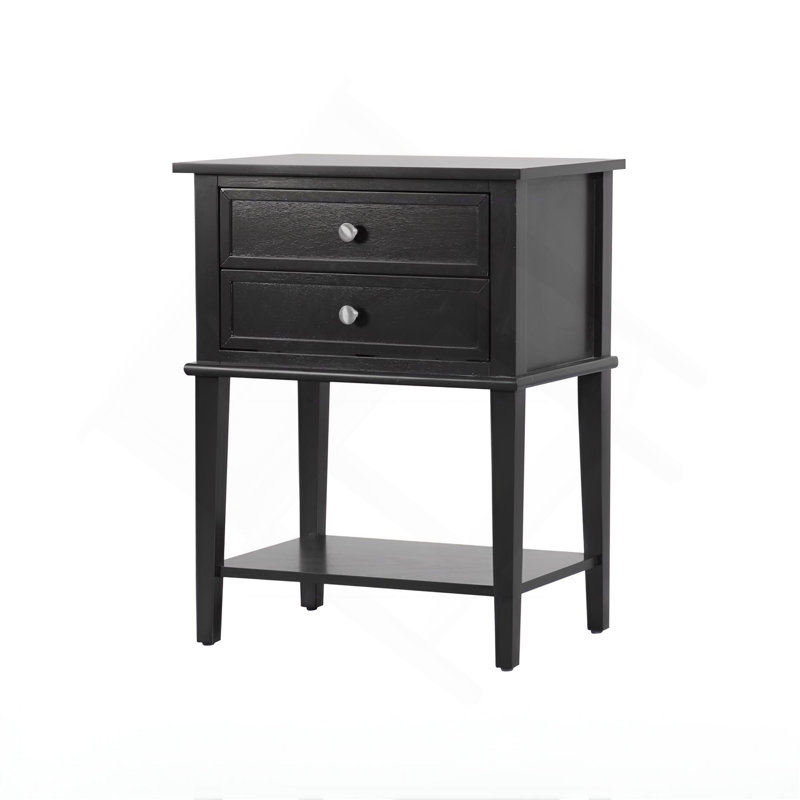 Sleek Black Minimalist Nightstand, Black