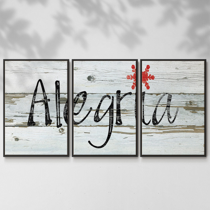 Alegria, peinture sur toile 3 pièces, H 40 po x l 78 po, Cadre noir