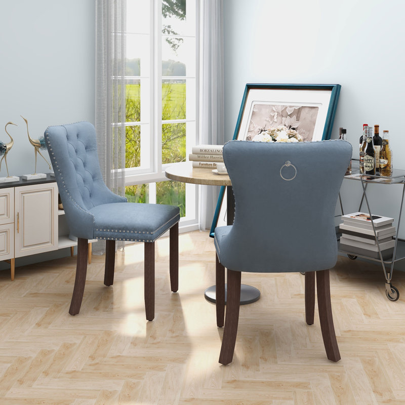 Collection Modern, High-end Tufted Solid Wood Contemporary Velvet Upholstered Dining Chair with Wood Legs Nailhead Trim 2-Pcs Set