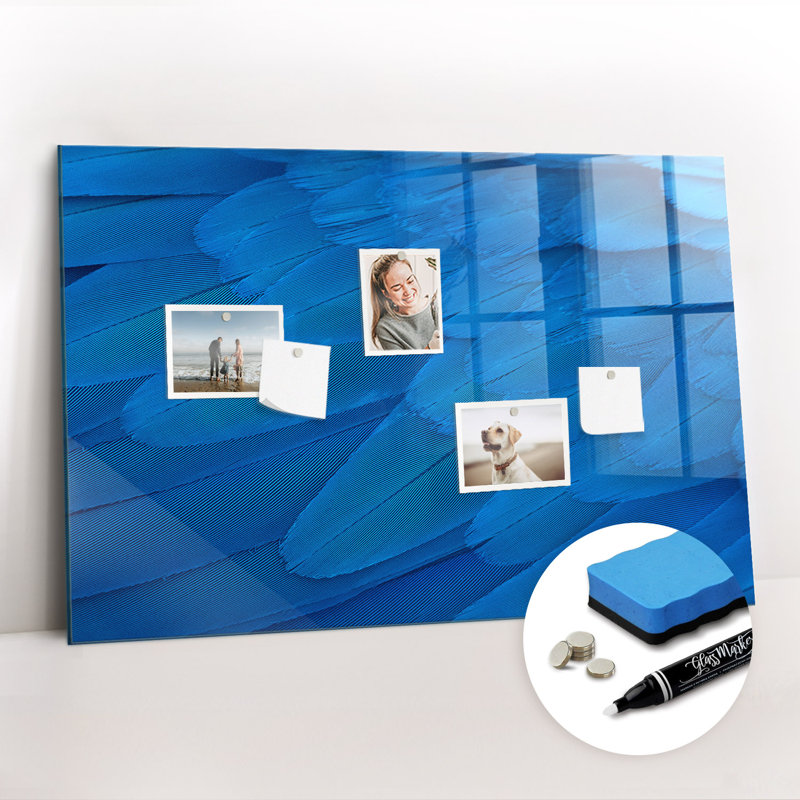 Magnetic Memo Board Whiteboard - 90 x 60 cm - With Marker and Magnets - Bird's feather