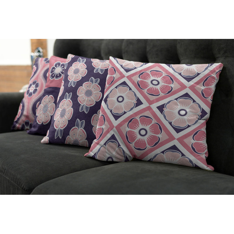 Housse de coussin Abstract, Quartz rose pâle et beige, 12 po x 12 po