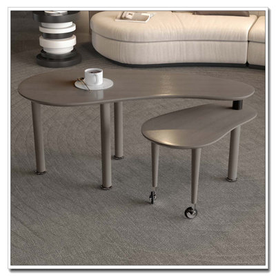 Table basse rotative avec pieds en bois d'hévéa massif