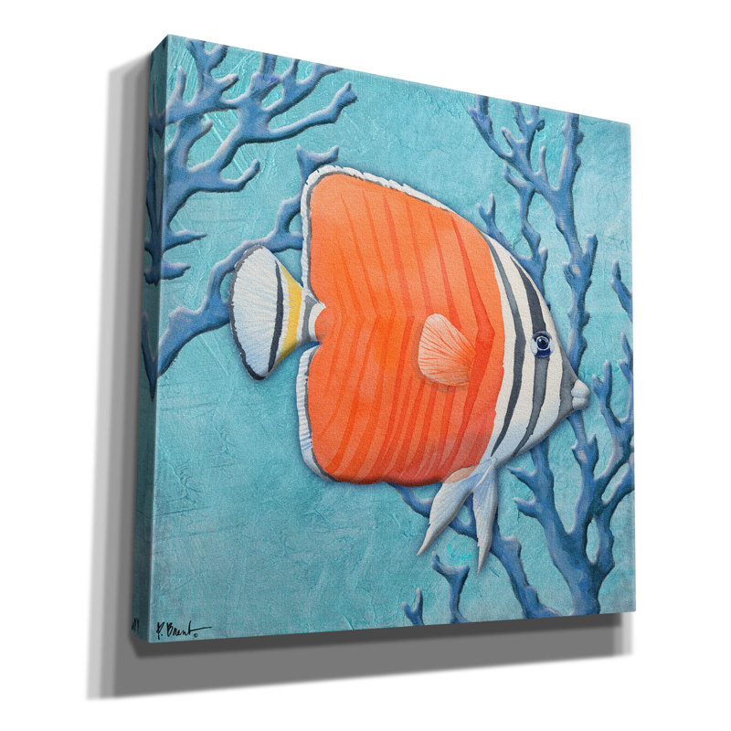 «Azure Tropical Fish IV» par Paul Brent, H 37 po x l 37 po x P 1,5 po