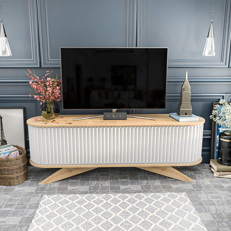 Laffoon Unfinished TV Stand, Sapphire Oak/White