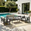 Ensemble de patio extérieur en teck Junco pour six personnes avec coussins et deux tables-930960644-930960646