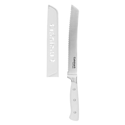 Couteau à pain 8 po Cuisinart, acier inoxydable à haute teneur en carbone, triple rivet, blanc