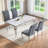 70" Large Rectangular Marble Dining Table, Elegant Faux Marble Kitchen Table With S-Shape Stainless Steel Legs, Luxury Dining Table-112290295-112290296-112290771