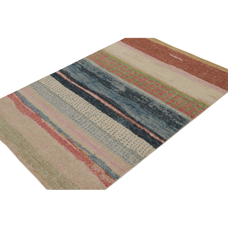 Distressed Homage Hand Knotted Wool Abstract Area Rug, Rectangle 13' x 19'