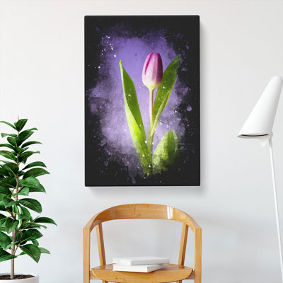 Purple Tulip Flower - Wrapped Canvas