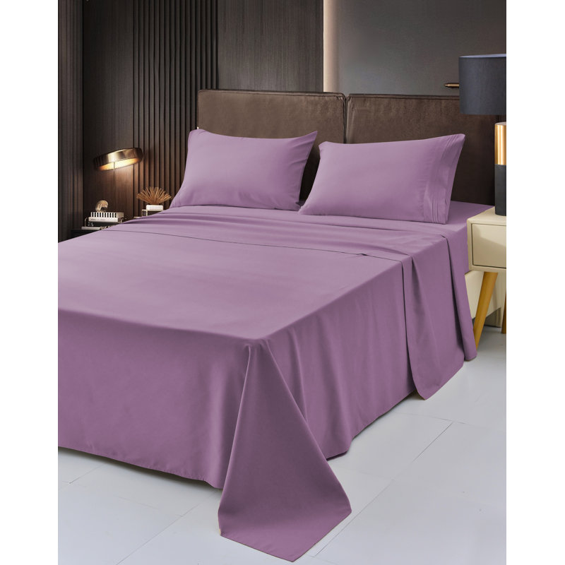 Ensemble de draps 1800 en rayonne de bambou, Simple TG, Lavande
