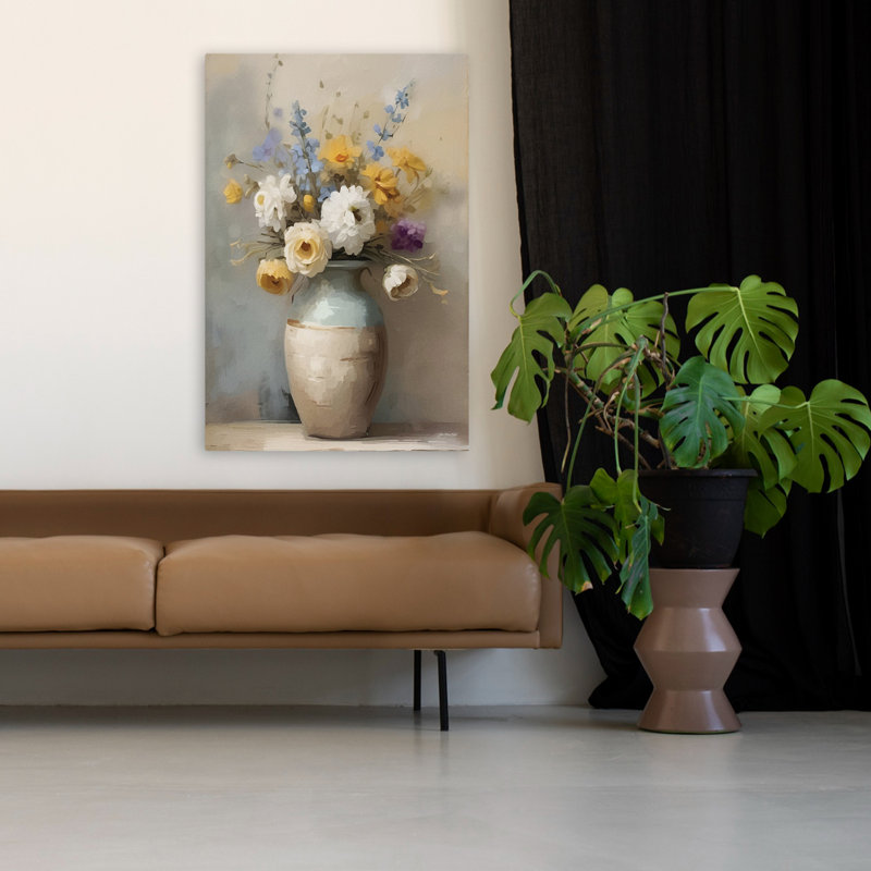 Bouquet de printemps - Art contemporain moderne aux couleurs abstraites modernes, H 32 po x l 48 po