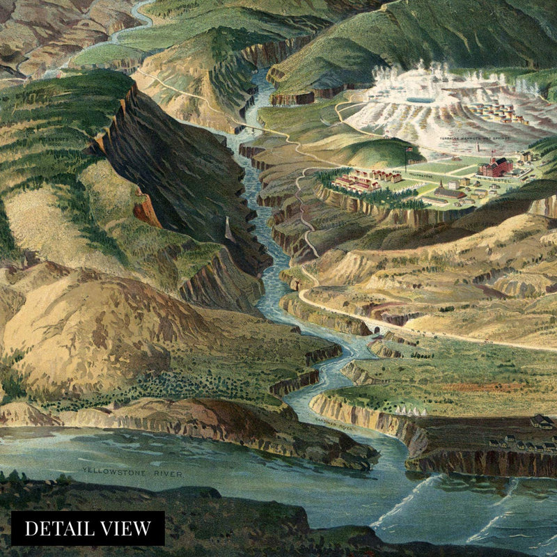 «1904 Yellowstone National Park Map», art mural sur papier, H 16 po x l 24 po x P 0,1 po