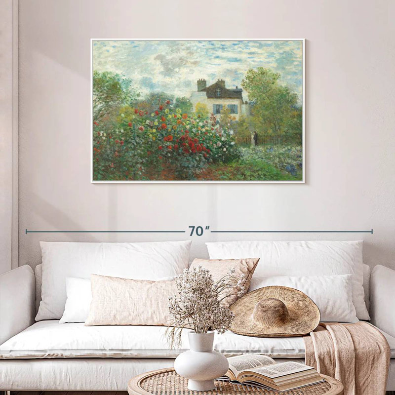 Le jardin de Monet à Argenteuil, 1873, Cadre flottant blanc, 43 po x 29 po