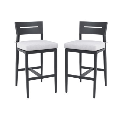 Leeandrew Patio 29.65" Seat Height Bar Stools with Sunbrella Cushions by Ebern Designs