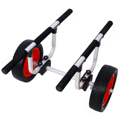Heavy Duty Kayak Cart,Width Adjustable Canoe Cart With 12Inch Flatfree Beach Wheels Boat Dolly Cart Transport Carrier, Adjustable Width Kayak Trolley With Airless Kayak Wheels