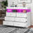 39.3"W  6 - Drawer Dresser Accent Chest with Power Outlet, LED Lights and Open Shelf