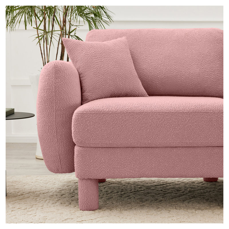 Canapé à 2 places avec accoudoirs en tissu bouclé l 78 po x P 35,8 po x H 35 po Urban Ins, Pink