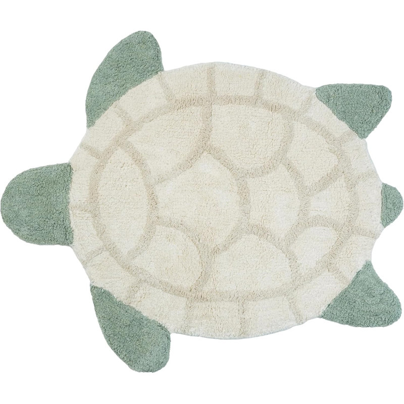 Tapis lavable tortue de mer 2 pi x 3 pi vert et blanc cassé