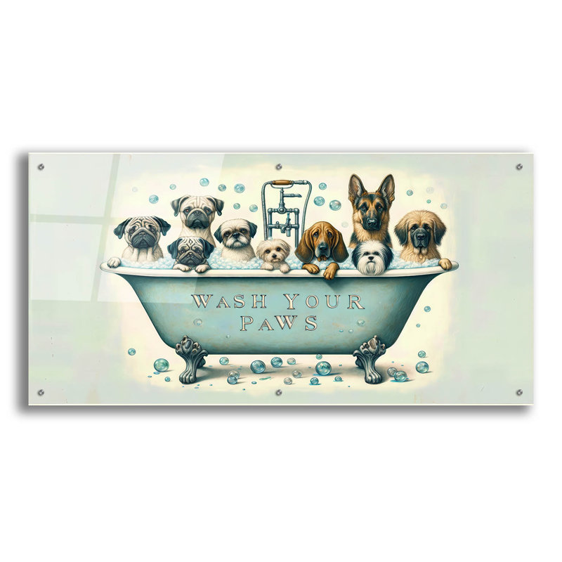  «Clean Paws» par Rich Monet, art mural en verre acrylique, 48 po x 24 po, H 24 po x l 48 po